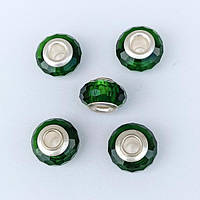 Бусини шарм-кристал,зелені, 15х9 мм, 3 шт.
