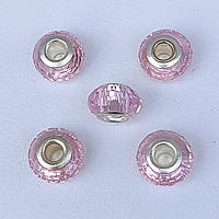 Бусини шарм скляні під кришталь 3 шт. рожеві 15х9 мм