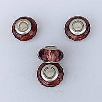 Намистини Шарм 3 шт 15х9 мм Кришталь Дрібна Грань Коричневий Прозорий