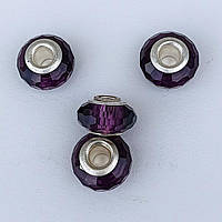 Намистини Шарм 3 шт 15х9 мм Кришталь Дрібна Грань Бузковий Прозорий