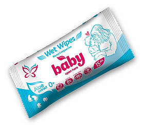 Серветки вологі  15 шт/уп. дитячі 0+, диня ТМ BABY (4820237500533)