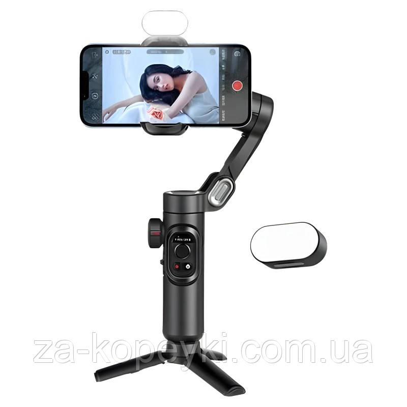 Триосьовий стабілізатор AOCHUAN Professional Gimbal Stabilizer for Smartphone SMART XE Black з led лампою