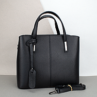 Сумка жіноча шкіряна ділова Virginia Conti 03719 велика з 2 ручками чорна