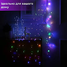 Гірлянда Кінський хвіст 10 ниток на 200 LED лампочок довжина 2 метри Роса мультиколор, фото 5