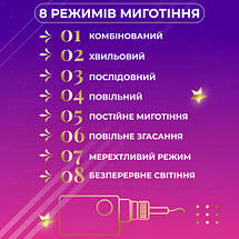 Світлодіодна гірлянда штора 10 фігур зірки та ялинки розмір 3х0,9 м мультиколор, фото 5
