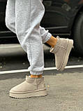 Уги жіночі короткі бежеві на потовщеній підошві короткі замшеві 40 41, фото 4