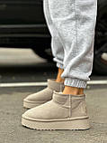Уги жіночі короткі бежеві на потовщеній підошві короткі замшеві 40 41, фото 9