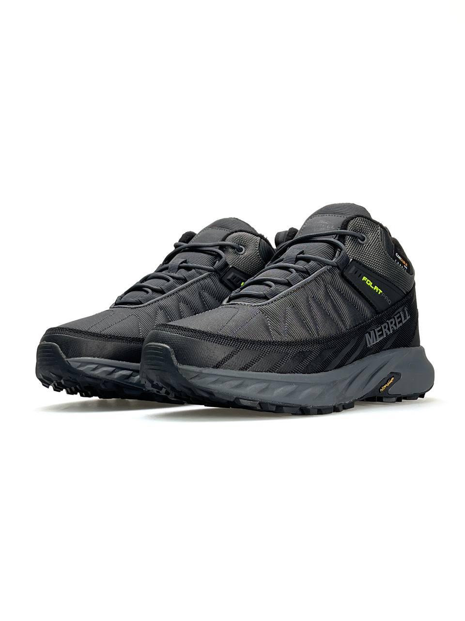 Чоловічі кросівки Merrell Float Pro Black Grey Green, текстильні кеди Мерел сірі єврозима. Чоловіче взуття