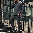 Графітовий спортивний костюм на флісі для чоловіків/ Чоловічий повсякденний спортивний костюм світшот + штани, фото 2