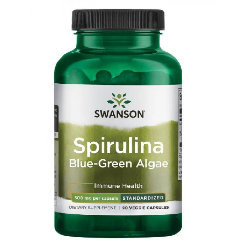 Спіруліна Swanson Spirulina Blue-Green Alhae 500 mg 90 вег. капсул