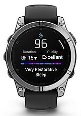Смарт-годинник Garmin Fenix E – 47 mm, AMOLED Stainless steel with Black silicone band, фото 4
