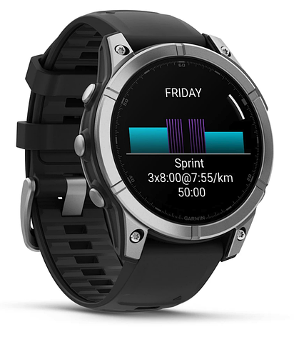 Смарт-годинник Garmin Fenix E – 47 mm, AMOLED Stainless steel with Black silicone band, фото 1