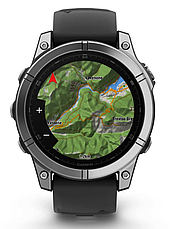 Смарт-годинник Garmin Fenix E – 47 mm, AMOLED Stainless steel with Black silicone band, фото 5