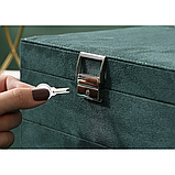 Елегантна зелена скринька для ювелірних виробів Soulima, з замком, багатофункціональна організація прикрас, фото 9