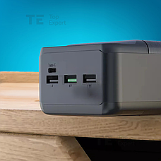 Повербанк для роутера XO PR201 USB PD65W 30000mAh зі швидкою зарядкою + юсб шнур для вай фай для роутера 9В/12В, фото 5