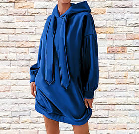 Плаття-худі тепле з об'ємними зав'язками в капюшоні ВСІ Розміри