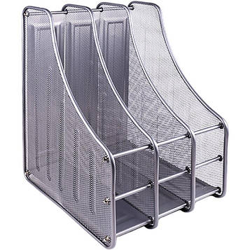 Лоток органайзер для документів папок паперу а4 канцелярії вертикальний на 3 відділення срібло «метал»