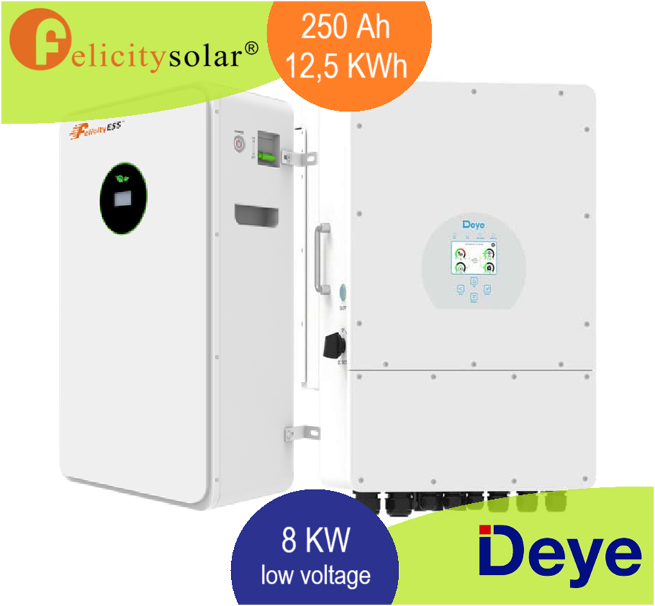 Інвертор Deye 8 кВт 3 Ф + АКБ Felicity 12,5 kWh 51.2V, 250Ah