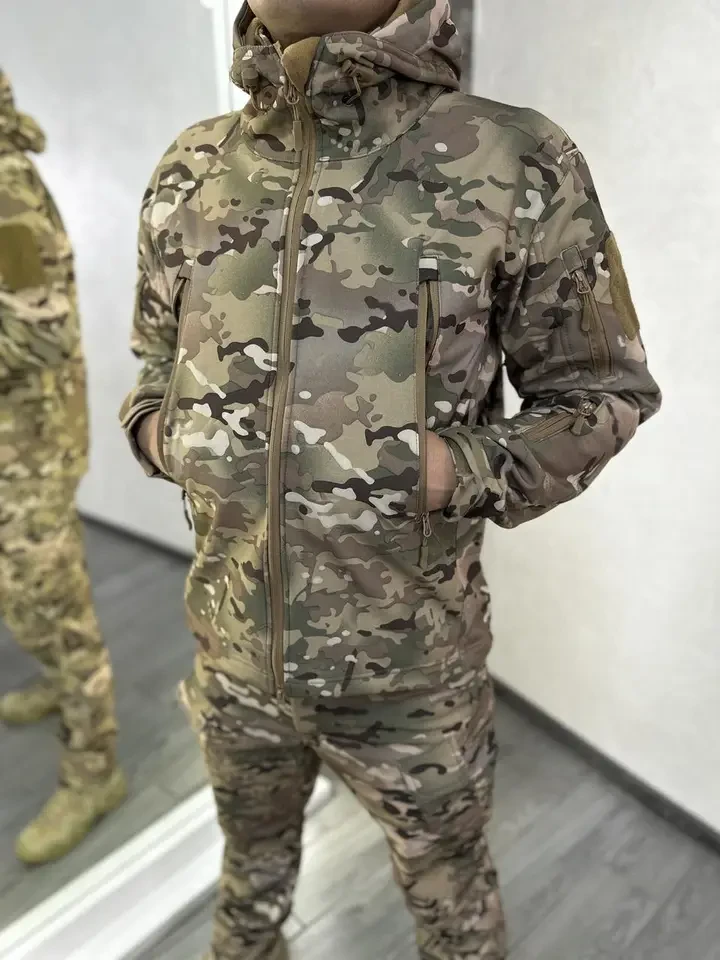 Костюм зимовий на флісі Softshell софтшел, тактичний. Мультикам зимовий - фото 1 - id-p2359691708