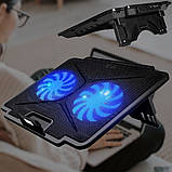 Підставка охолоджуюча під ноутбук 15,6'' Похила стійка для ноутбука з обдуванням і підсвічуванням від USB, фото 2