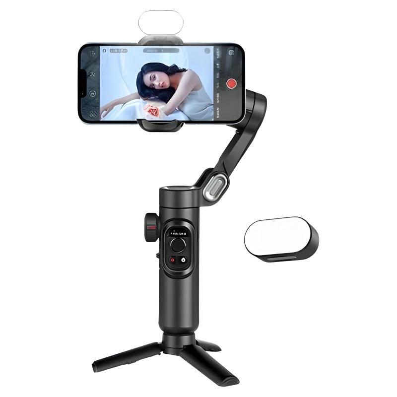Триосьовий стабілізатор AOCHUAN Professional Gimbal Stabilizer for Smartphone SMART XE Black з led лампою