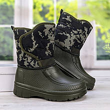 Чоботи чоловічі зимові піна на липучках темно-зелені з пікселем Dago 3510 43