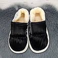Тапочки жіночі чуні закриті плащівка на хутрі чорні 2985, фото 4