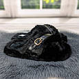 Капці хутряні жіночі з переплетенням чорні 4593, фото 2