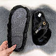 Капці хутряні жіночі з переплетенням чорні 4593, фото 4