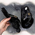 Капці хутряні жіночі з переплетенням чорні 4593, фото 5