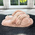 Капці хутряні жіночі з переплетенням персикові 4593, фото 4
