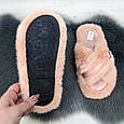 Капці хутряні жіночі з переплетенням персикові 4593, фото 5