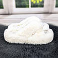 Тапочки хутряні жіночі білі на платформі Fangre 4395, фото 2