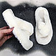 Тапочки хутряні жіночі білі на платформі Fangre 4395, фото 3