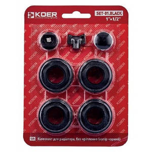 Комплект для секційних радіаторів 1/2" Koer BLACK SET-01 без кріплень
