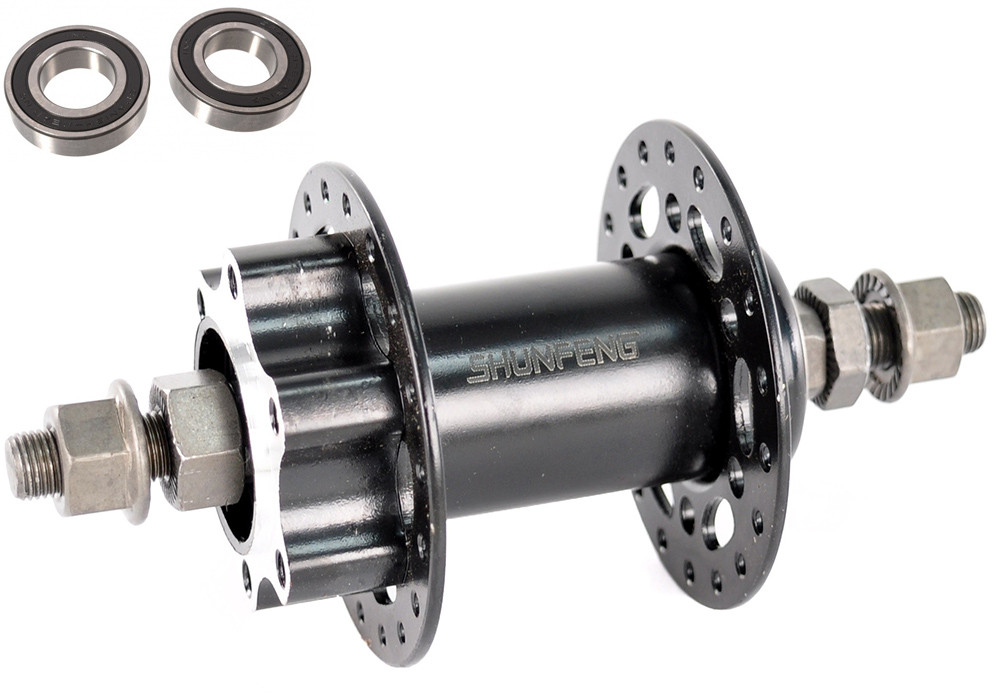 Втулка велосипедна передня Shunfeng SF-HB25FB Пром-підшипники, диск, гайки, 14G*36H*100*140 мм, фото 1