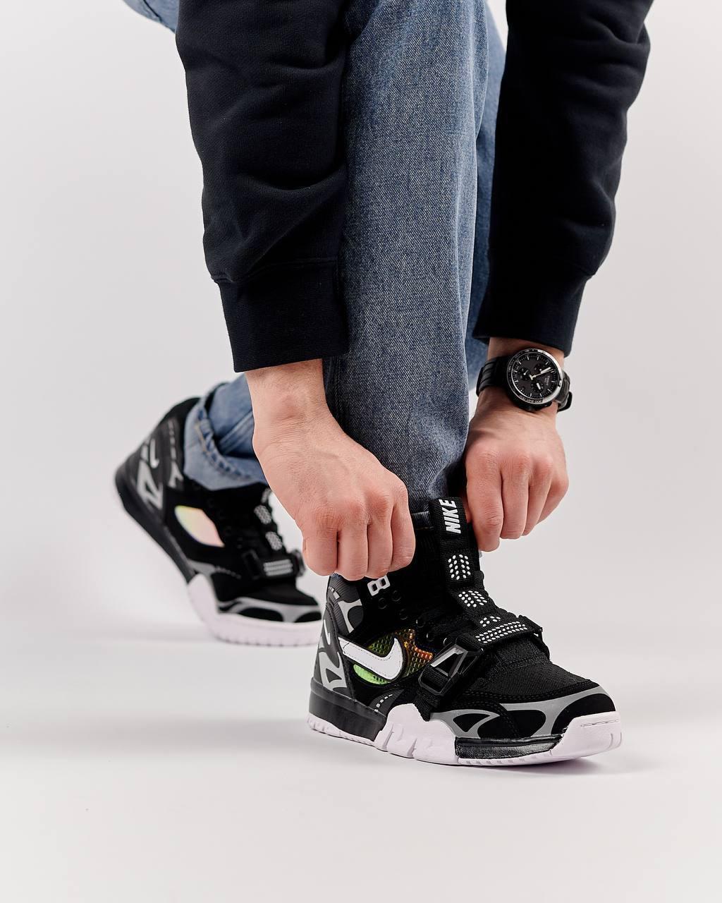 Чоловічі кросівки Nike Air Trainer 1 SP Black, кеди Найк шкіра текстиль чорні весна осінь. Чоловіче взуття