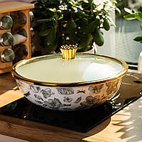 Миска 4.5 літра емальоване покриття та скляна кришка