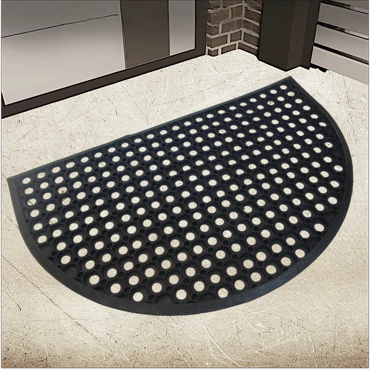 Килимок гумовий придверний Індія 60х90 см напівкруглий, фото 1