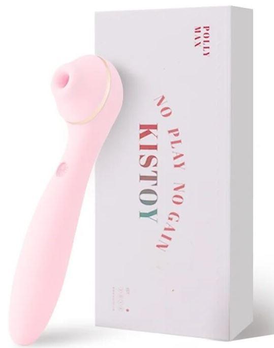 Вакуумний стимулятор з вібратором KISSTOY Polly Max Pink, водонепроникність, функція нагріву, фото 1