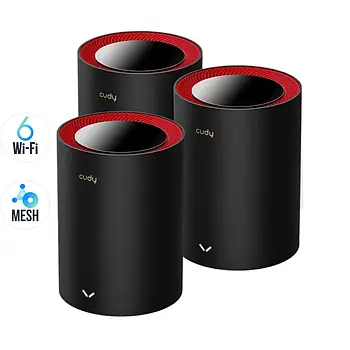 Маршрутизатор WiFi Mesh-система WiFi 6 2.5G Cudy M3000 Black (3-Pack) 3 штуки дводіапазонні AX3000 (73-00510)