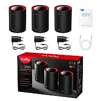 Маршрутизатор WiFi Mesh-система WiFi 6 2.5G Cudy M3000 Black (3-Pack) 3 штуки дводіапазонні AX3000 (73-00510), фото 7