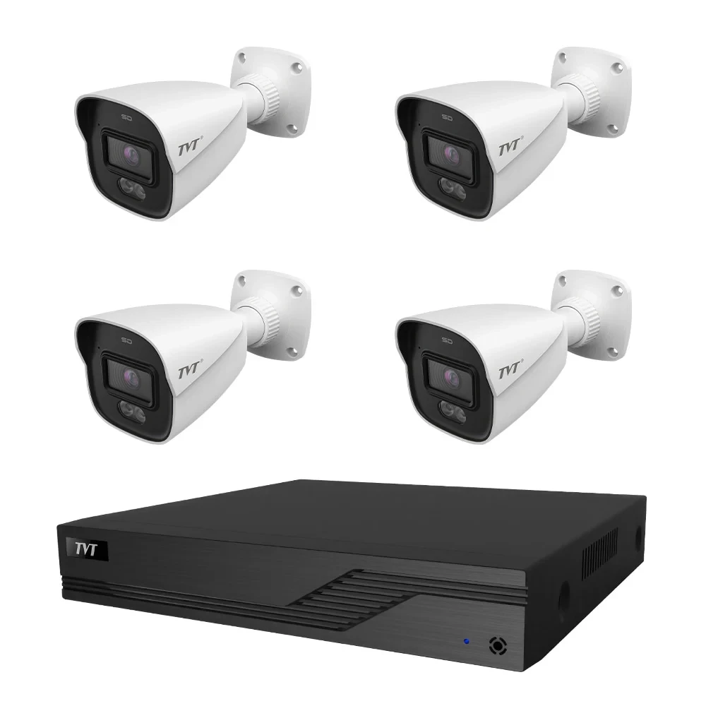 Комплект IP-відеонагляду на 4 камери TVT IP-Video Kit 4x4Mp (B) PoE: 4 циліндричні 4Mp відеокамери + 4-канальний 6Mp