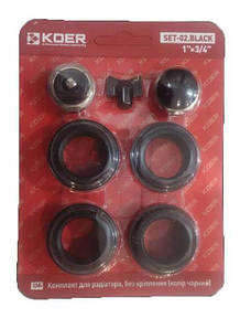 Комплект для секційних радіаторів 3/4" Koer BLACK SET-02 без кріплень