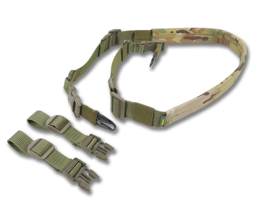 Двоточковий ремінь(160см) мультикам Kiborg для зброї АК та РПК Cordura 1000D + поліамідна фурнітура, фото 1
