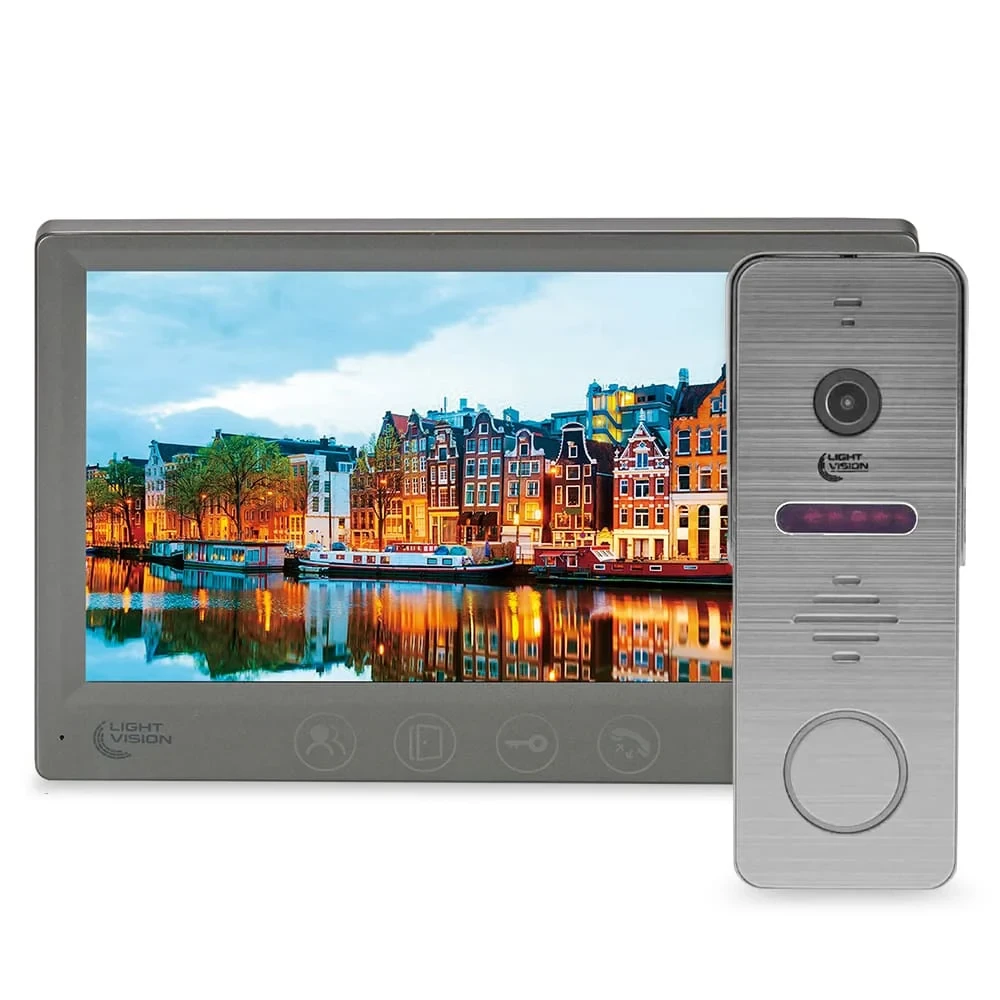 Комплект відеодомофона Light Vision: домофон 7" AMSTERDAM FHD Grey та відеопанель RIO FHD Grey (82-00237-82-00216)