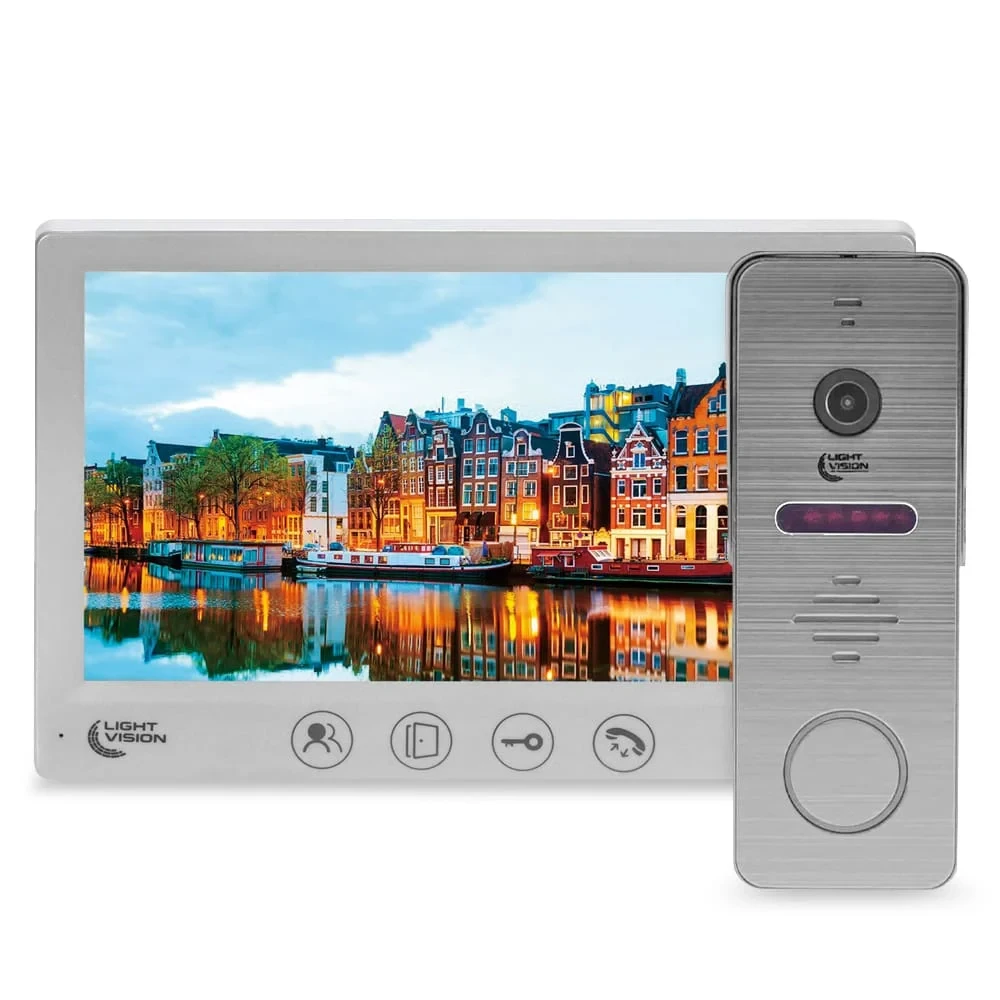 Комплект відеодомофона Light Vision: домофон 7" AMSTERDAM FHD White та відеопанель RIO FHD Grey (82-00206-82-00216)