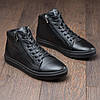 Чоловічі зимові шкіряні черевики на блискавці (натуральна шкіра) чорні на хутрі для чоловіків на зиму розмір 40 41 42 43 44 45, фото 2