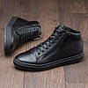 Чоловічі зимові шкіряні черевики на блискавці (натуральна шкіра) чорні на хутрі для чоловіків на зиму розмір 40 41 42 43 44 45, фото 4