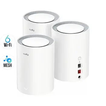 Маршрутизатор WiFi Mesh-система WiFi 6 2.5G Cudy M3000 V2.0 White (3-Pack) 3 штуки дводіапазонні AX3000 (73-00553)